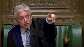 Speaker of the House John Bercow gestures as he speaks after tellers announced the results of the vote Brexit deal.