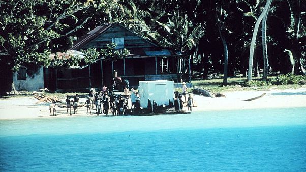 US crews bringing equipment onshore in the Chagos Islands in 1971 US crews bringing equipment onshore in the Chagos Islands in 1971