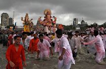 Devotees bid farewell to Ganesh at festival climax