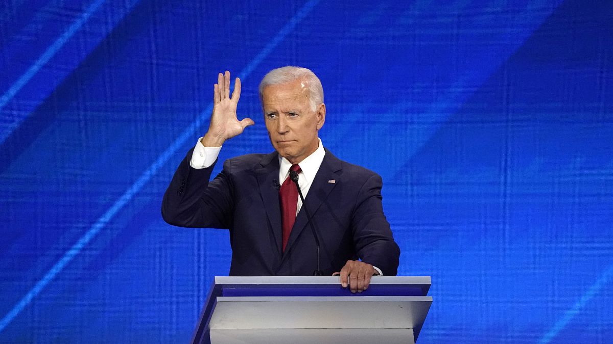Former Vice President Joe Biden gestures during the 2020 Democratic U.S. presidential debate in Houston, Texas, U.S. September 12, 2019.