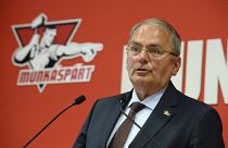 Thürmer Gyula, a Munkáspárt elnöke sajtótájékoztatót tart a párt központjában 2019. május 26-án.