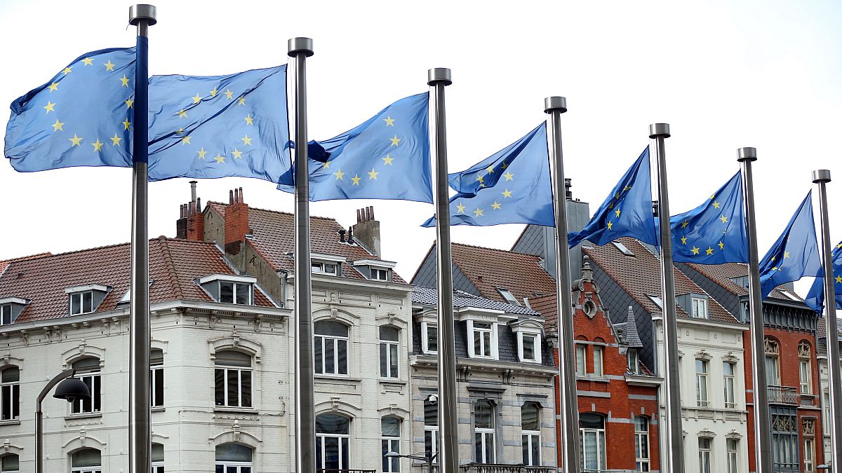 Belçika'nın başkenti Brüksel'deki Avrupa Birliği (AB) Komisyonu binası ve AB Bayrakları. ( Dursun Aydemir - Anadolu Ajansı )