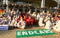 Climate protesters demonstrate outside Frankfurt car show