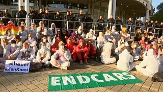 Climate protesters demonstrate outside Frankfurt car show