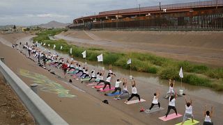 The group said its objective was to demonstrate its wish for a world 'without walls'