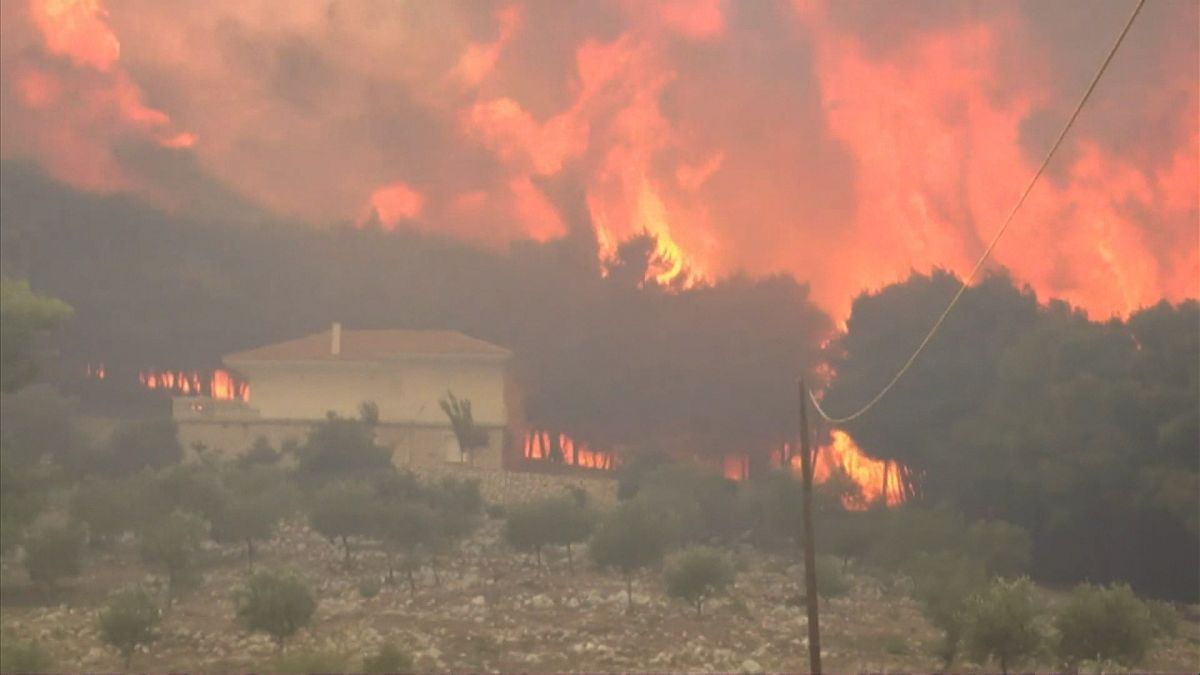 Incêndio florestal destrói habitação em ilha grega