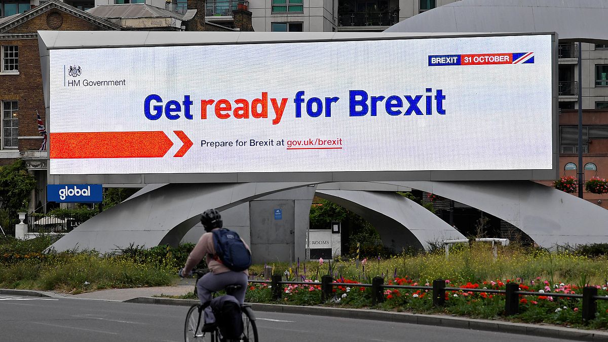 A billboard displays a UK government Brexit information awareness campaign in London on  September 11, 2019.