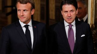 Emmanuel Macron and Giuseppe Conte talk migration policy in Rome