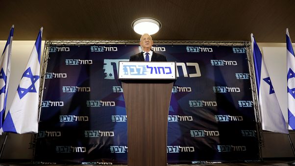 Benny Gantz, leader of Blue and White, delivers a statement before his party faction meeting in Tel Aviv, Israel September 19, 2019. Benny Gantz, leader of Blue and White, delivers a statement before his party faction meeting in Tel Aviv, Israel September 19, 2019.