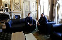 الرئيس الفرنسي إيمانويل ماكرون ورئيس الحكومة اللبنانية سعد الحريري في قصر الإليزيه بباريس