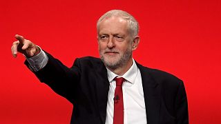 Britain's opposition Labour Party Leader Jeremy Corbyn waves after delivering his keynote speech at the Labour Party Conference in Brighton, Britain, September 27, 2017.