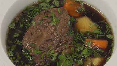 Chef Thierry Voisin’s beef cheek pot-au-feu with Soy Sauce