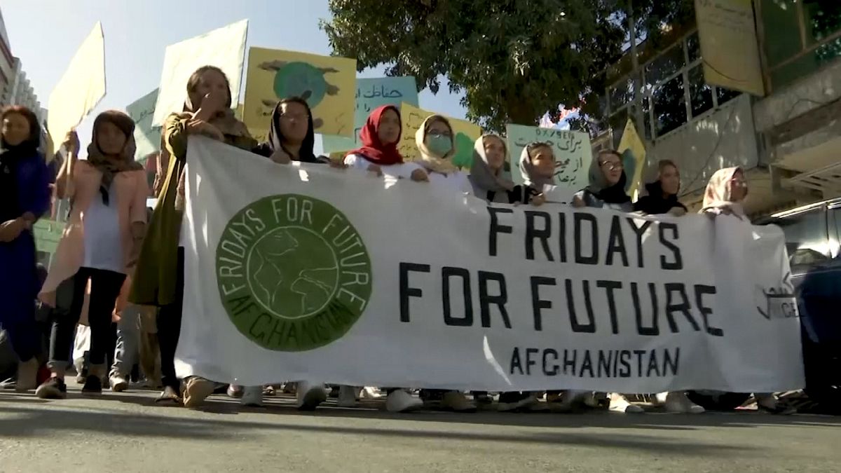 Troops protect people in Afghan climate protest
