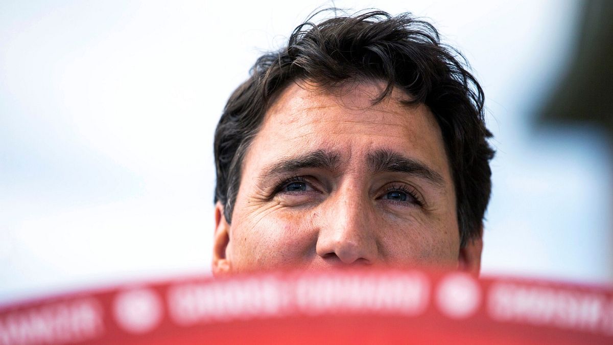 Canada's Prime Minister Justin Trudeau speaks during an election campaign stop in Brampton