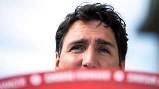 Canada's Prime Minister Justin Trudeau speaks during an election campaign stop in Brampton