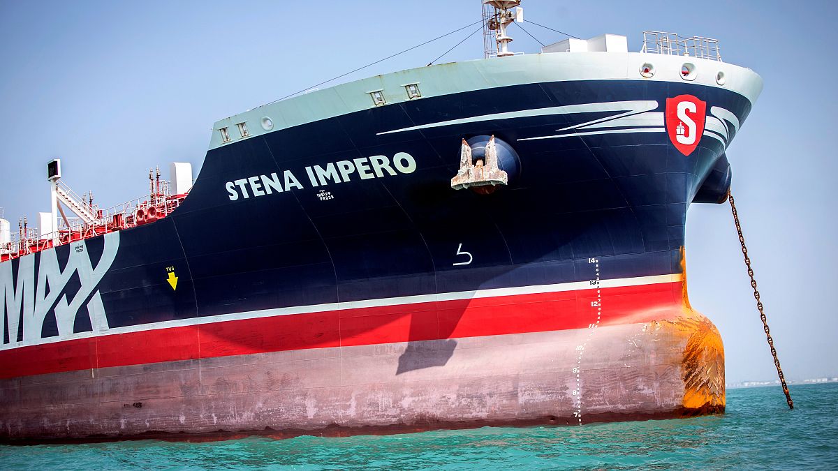 Stena Impero, a British-flagged vessel owned by Stena Bulk, is seen at undisclosed place off the coast of Bandar Abbas, Iran August 22, 2019.