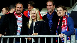 The Prime Minister of Luxembourg Xavier Bettel and the Prime Minister of Serbia Ana Brnabic inside the Stade Josy Barthel, Luxembourg City, Luxembourg