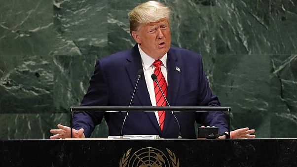 Le président américain Donald Trump, à la tribune de la 74e session de l'Assemblée générale des Nations unies à New York, le 24 septembre 2019. Le président américain Donald Trump, à la tribune de la 74e session de l'Assemblée générale des Nations unies à New York, le 24 septembre 2019.