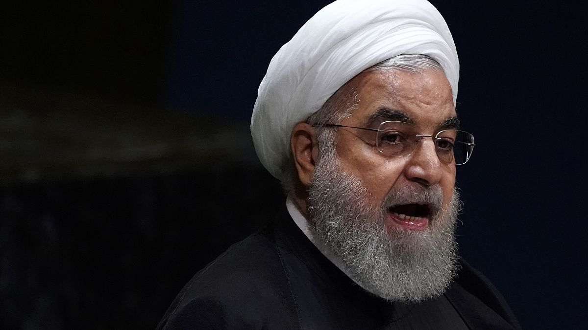 الرئيس الإيراني حسن روحاني خلال خطابه في الدورة 74 للجمعية العامة للأمم المتحدة في نيويورك 