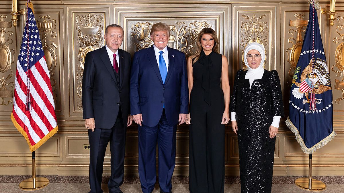 Cumhurbaşkanı Recep Tayyip Erdoğan ve eşi Emine Erdoğan,  ABD Başkanı Donald Trump ve eşi Melania Trump 