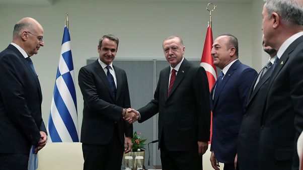 Cumhurbaşkanı Erdoğan New York ziyaretinde Yunanistan Başbakanı Mitsotakis'i kabul etmişti Cumhurbaşkanı Erdoğan New York ziyaretinde Yunanistan Başbakanı Mitsotakis'i kabul etmişti