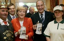Jacques Chirac et Angela Merkel, à Rheinsberg en Allemagne, le 6 juin 2006