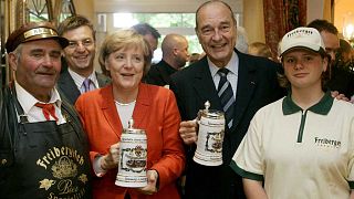 Jacques Chirac et Angela Merkel, à Rheinsberg en Allemagne, le 6 juin 2006