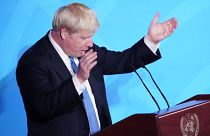 رئيس الوزراء البريطاني بوريس جونسون خلال قمة الأمم المتحدة للعمل المناخي لعام 2019 نيويورك