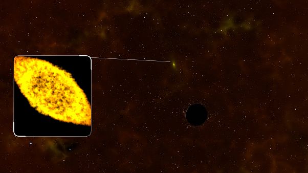 The supermassive black hole weighs around 6 million times the Sun’s mass. The supermassive black hole weighs around 6 million times the Sun’s mass.
