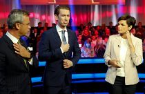 مرشح حزب الحرية  نوربرت هوفر ومرشح حزب الشعب سيباستيان كورز وزعيم حزب الديمقراطيين الاجتماعيين باميلا ريندي- فاغنر فيينا، النمسا 22 سبتمبر 2019