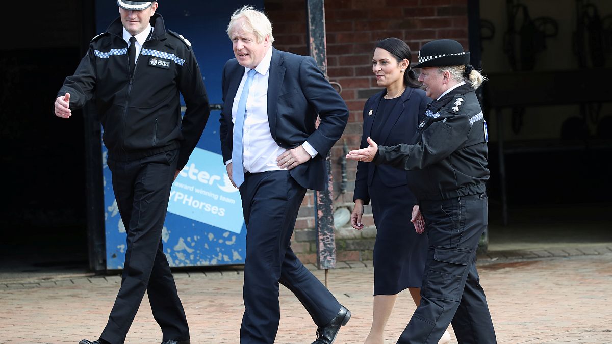 Britain's Prime Minister Boris Johnson visits West Yorkshire Police Training and Development Centre.