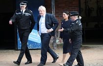 Britain's Prime Minister Boris Johnson visits West Yorkshire Police Training and Development Centre.
