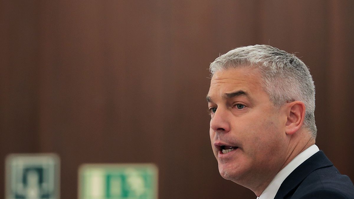 Britain's Brexit Secretary Stephen Barclay delivers a speech during a breakfast meeting in Madrid, Spain, September 19, 2019. 