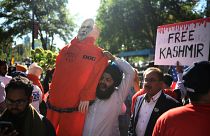 Demonstrators hold 'Stand with Kashmir' protest outside UN building in New York