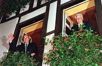 Jacques Chirac  y su homólogo ruso de la época Boris Yeltsin en el Chez Yvonne, el 9 de octubre de 1997.