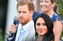 The Duke and Duchess of Sussex, Prince Harry and his wife Meghan attend a reception for young people, community and civil society leaders ain South Africa.