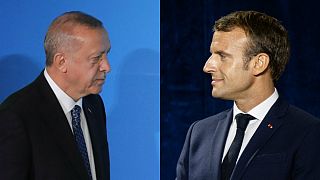 الرئيس الفرنسي إيمانويل ماكرون ونظيره التركي طيب رجب أردوغان
