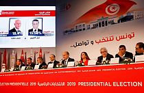 الهيئة العليا المستقلة للانتخابات خلال الإعلان عن نتائج الجولة الأولى من الانتخابات الرئاسية في تونس