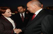 Cumhurbaşkanı Erdoğan, Cumhurbaşkanlığı Külliyesi'nde 30 Ağustos Zafer Bayramı dolayısıyla resepsiyon verdi. Resepsiyona İYİ Parti Genel Başkanı Meral Akşener de katıldı