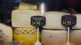 FILE PHOTO: Spanish goat cheese is seen on sale at the Anton Martin market in Madrid, Spain, March 7, 2016.