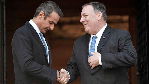 Yunanistan Başbakanı Kiriakos Miçotakis / ABD Dışişleri Bakanı Mike Pompeo / Atina Yunanistan Başbakanı Kiriakos Miçotakis / ABD Dışişleri Bakanı Mike Pompeo / Atina