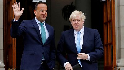  Ireland's Prime Minister (Taoiseach) Leo Varadkar waves as he meets Britain's Prime Minister Boris Johnson in Dublin, Ireland, September 9, 2019. 