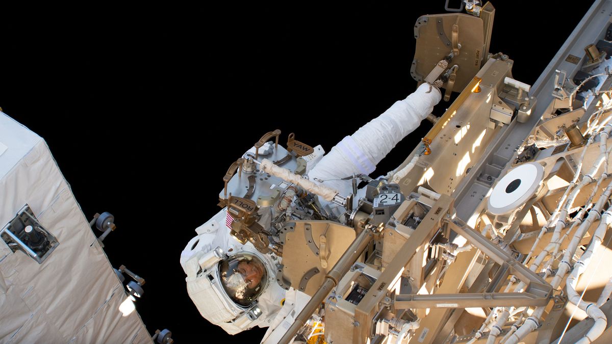 NASA astronaut Christina Koch participates in her first spacewalk on March 29, 2019.