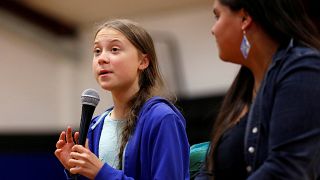 Climate change environmental activist Greta Thunberg in Pine Ridge, South Dakota, U.S. October 6, 2019. 