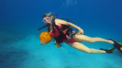 Unterwasser-Kürbisschnitzwettbewerb im Atlantik