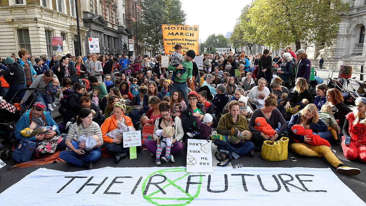 Breast and bottle feeding mothers take part in the Extinction Rebellion protest in London, Britain October 9, 2019