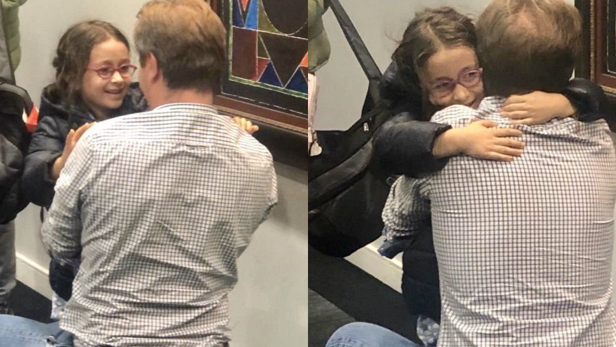 Richard Ratcliffe and his daughter Gabrielle are reunited on october 10, 2019.