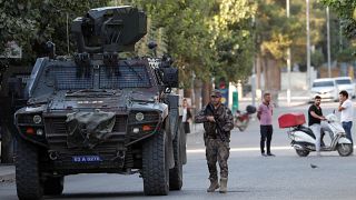 Turkish police special forces patrol in Akcakale on the Turkish-Syrian border, in Sanliurfa province, Turkey, October 12, 2019.