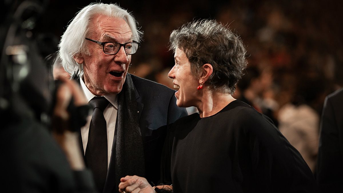Frances McDormand et Donald Sutherland lors de la soirée d'ouverture du Festival Lumière 2019