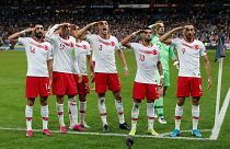 Turkish footballers repeat military salutes in France match despite UEFA probe